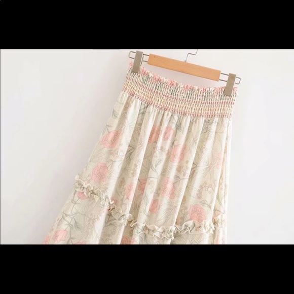 Hi Low Maxi Boho Floral Gypsy Print Skirt Pink - Picture 14 of 15